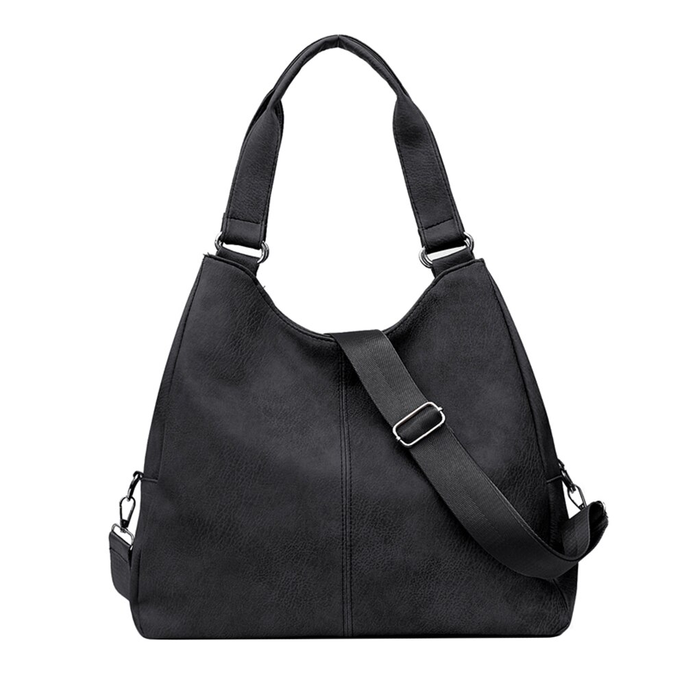 Vintage Vrouwen Pure Kleur Crossbody Tassen Pu Lederen Schoudertas Casual Alle-Wedstrijd Dames Grote Capaciteit Handtas Tassen: Black