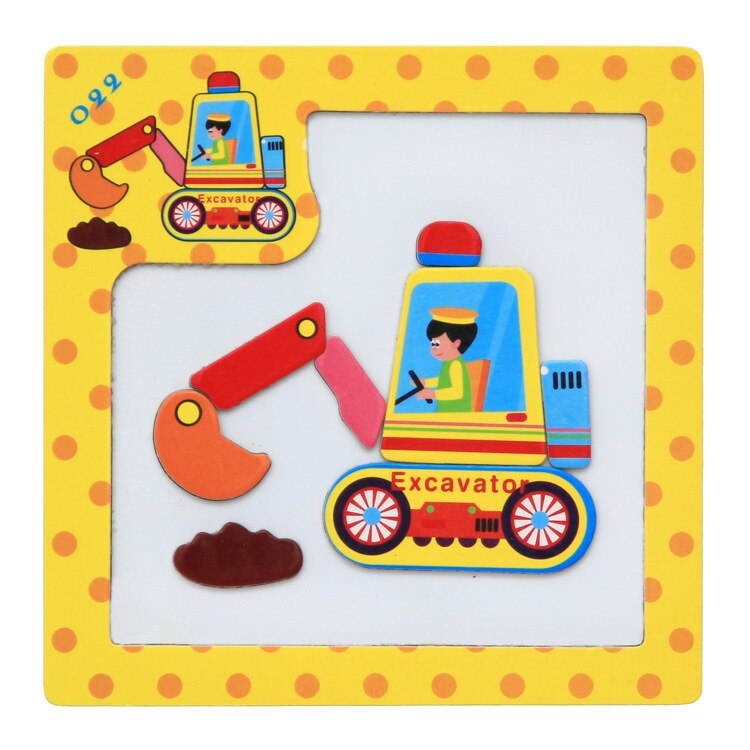 3D Wooden Children's Cartoon Puzzle Magnetic Model Puzzle Toys Children Early Childhood Educational Toys: Black