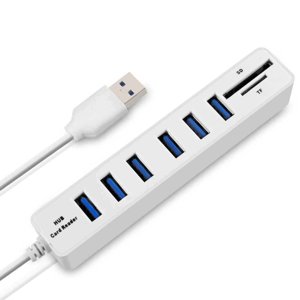 USB HUB Combo USB 2.0 HUB Multi USB Splitter Hoge Snelheid Draagbare Poorten 3/6 SD/TF Card Reader voor laptop PC Computer: 6 Ports USB White