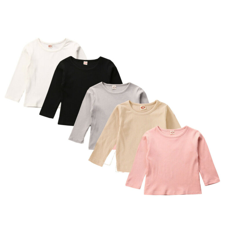 Pasgeboren Baby Boy Kids Solid Top Kids Baby Jongen Meisje Streep Kleding Met Lange Mouwen Tops T-shirt 0-18 Maanden