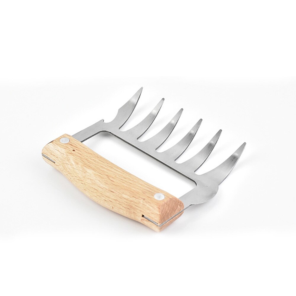 1pc Meat Fork Shredder Claws Stainless Steel Bbq Pulled Pork Meat Clamp Handing Carving Food Grill Accessories Barbecue Tool: Wood 1pcs