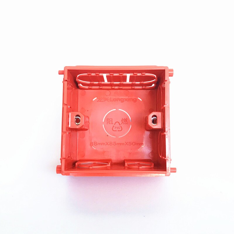 Vægmonteringsboks switch sokkel samledåse 86 type rød blå skjult installationsboks ledningsføring tilbage brandsikker pvc samledåse: Rød