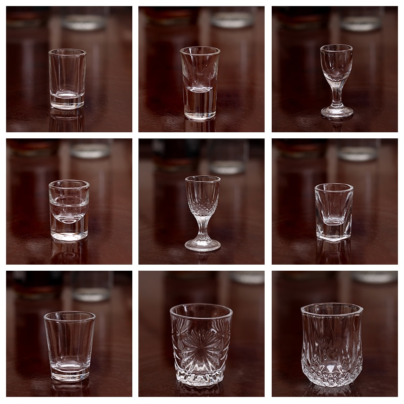 6 Pack Machine Made Lead Free Glass Shot Glasses Set for Vokda Liquor Baijiu Glass Friends Party Wedding Bar Tools
