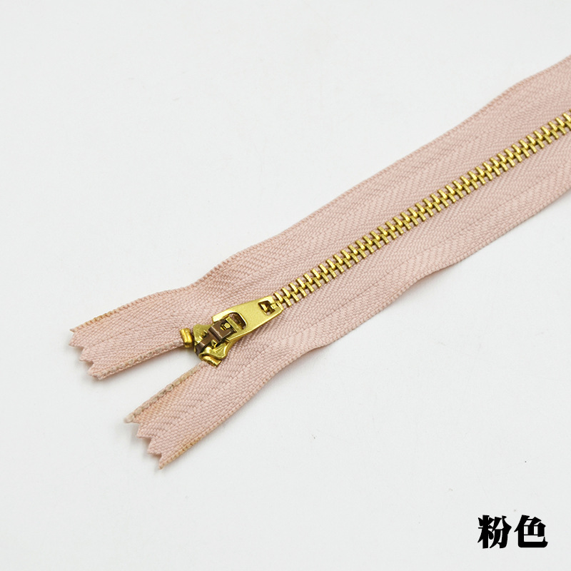 5pcs/lot copper zipper Close-End Zipper DIY for jean bags shoes garment belt sewing accessories DIY: Pink / 13cm