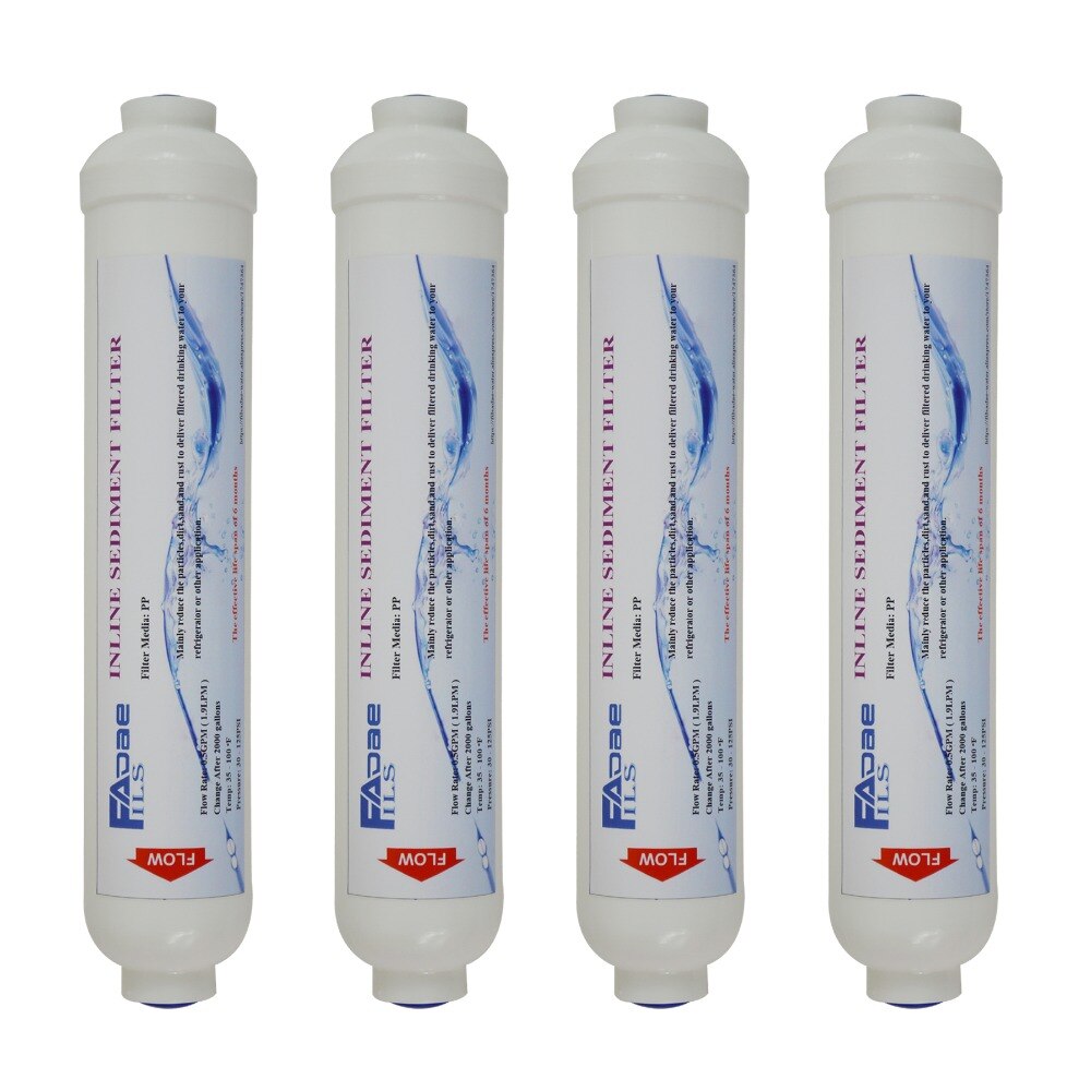 Koelkast en omgekeerde osmose (RO) systeem vervangende waterfilterpatronen 10 inch. T33 Inline sedimentfilter (3+1 GRATIS)