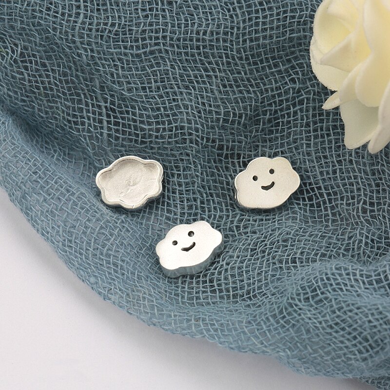 Ein stück 925 Sterling silber perlen silber 925 Abstandshalter Wolke perlen lächeln gesicht schmuck perlen für silber Armbinde & halskette, der