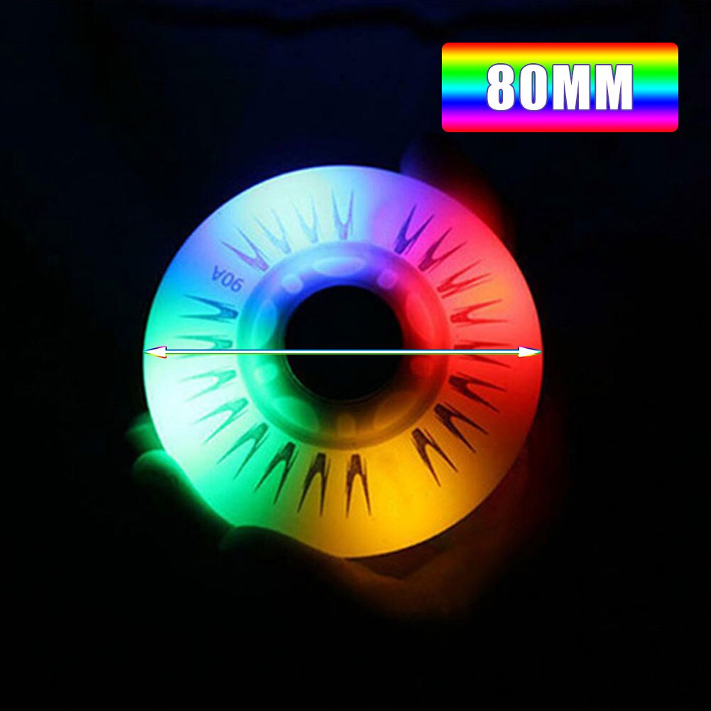 90A Inline Roller Skate Wheels 60mm/70mm/80mm 4pcs LED Sliding PU Skating Flashing Wheel Rollers Durable Luminous Wheels instock