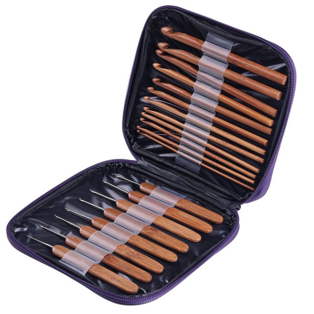 20 pièces Crochet ensemble de crochets, 1-10mm bambou Crochet crochets aiguilles tisser pull aiguilles à tricoter bricolage fait à la main artisanat couture accessoire