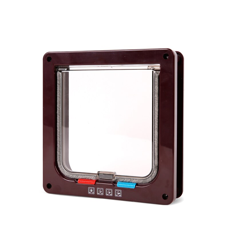 Smart Cat Door Magnetic Pet Door With 4 Way Lock Flap Kitten Puppy Safety Gate Durable Locking Security For Dog Doors Supplies: Brown / M 20x19x5.5cm