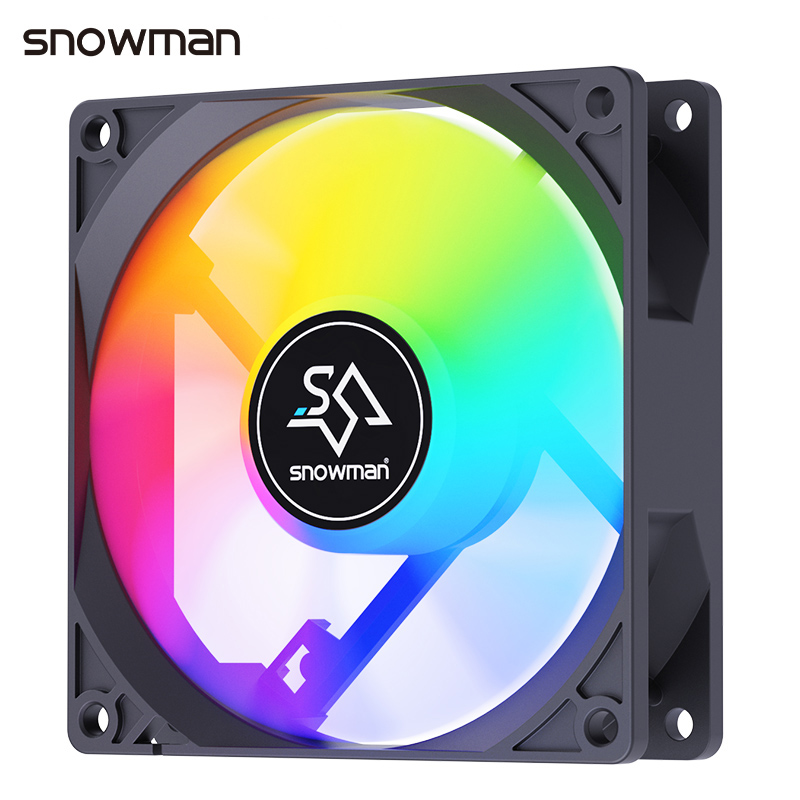 SNOWMAN-ventilador PWM silencioso de 90mm y 4 pines para ordenador, caja de ordenador de 92mm, CPU de 9CM, Enfriador de PC silencioso, RGB, CC de 12V, ajuste de velocidad del ventilador: Rojo / Azul oscuro
