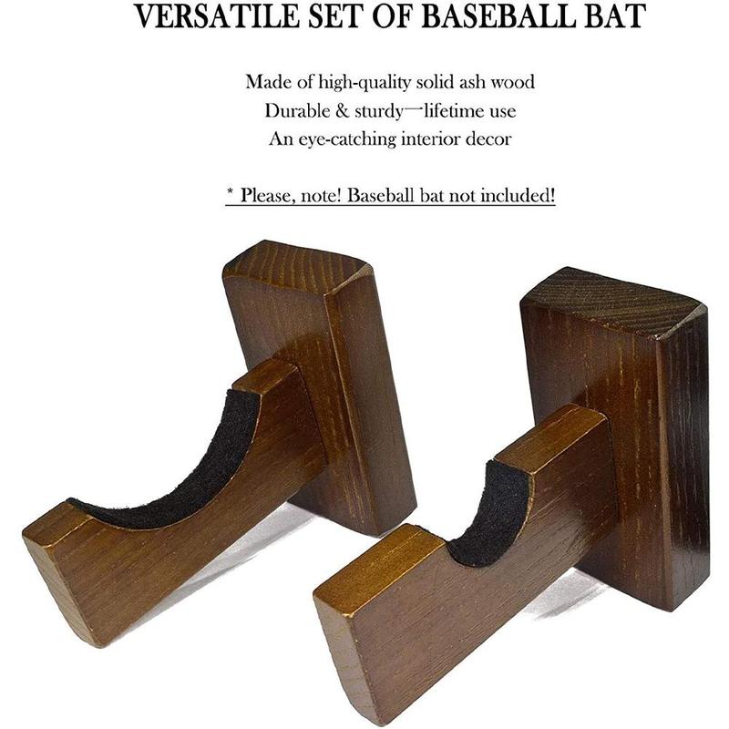 Baseball Bat Display Wall Mount Bat Holders for Wall with Felt Liner and Screws Bat Wall Mount