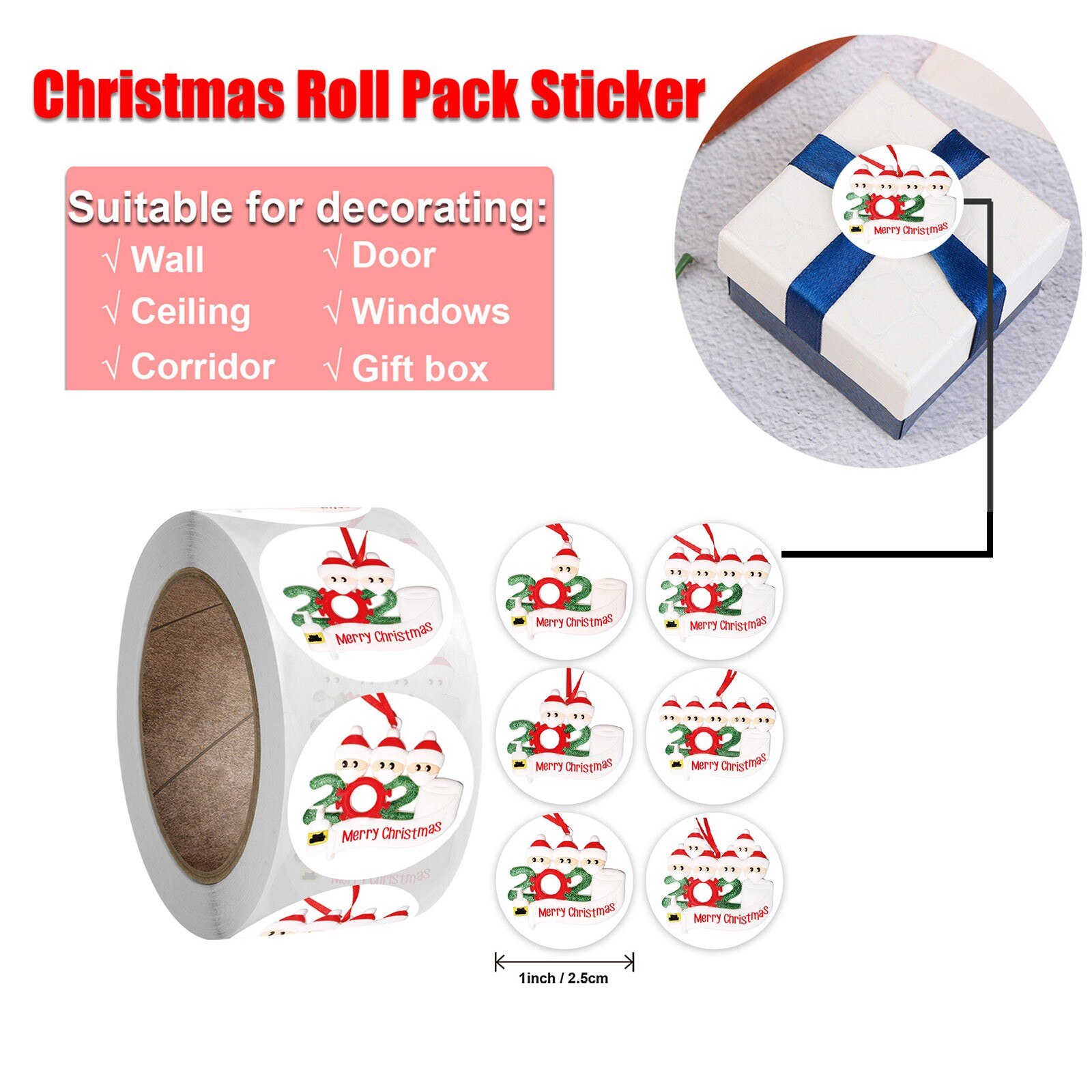 Kerst Stickers Verpakking Stickers Kerst Decoratie 1 Roll 500 Stickers Kerst Новогодняя Бумага6 *