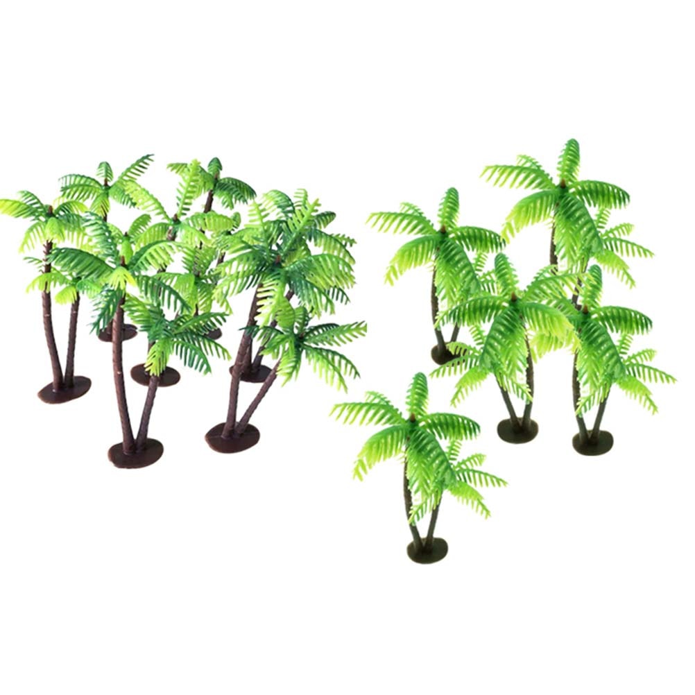 Plastic Simulated Coconut Palm Tree Miniature Plant Pots Fish Tank Bonsai Craft Artificial Plant Micro Landscape DIY Decor: 12Pcs