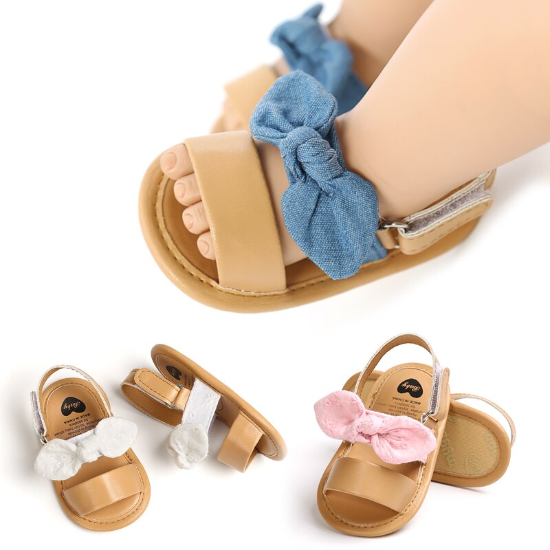 Newborn Infant Baby Girls Princess Shoes Bowknot Toddler Summer Sandals PU Non-slip Shoes