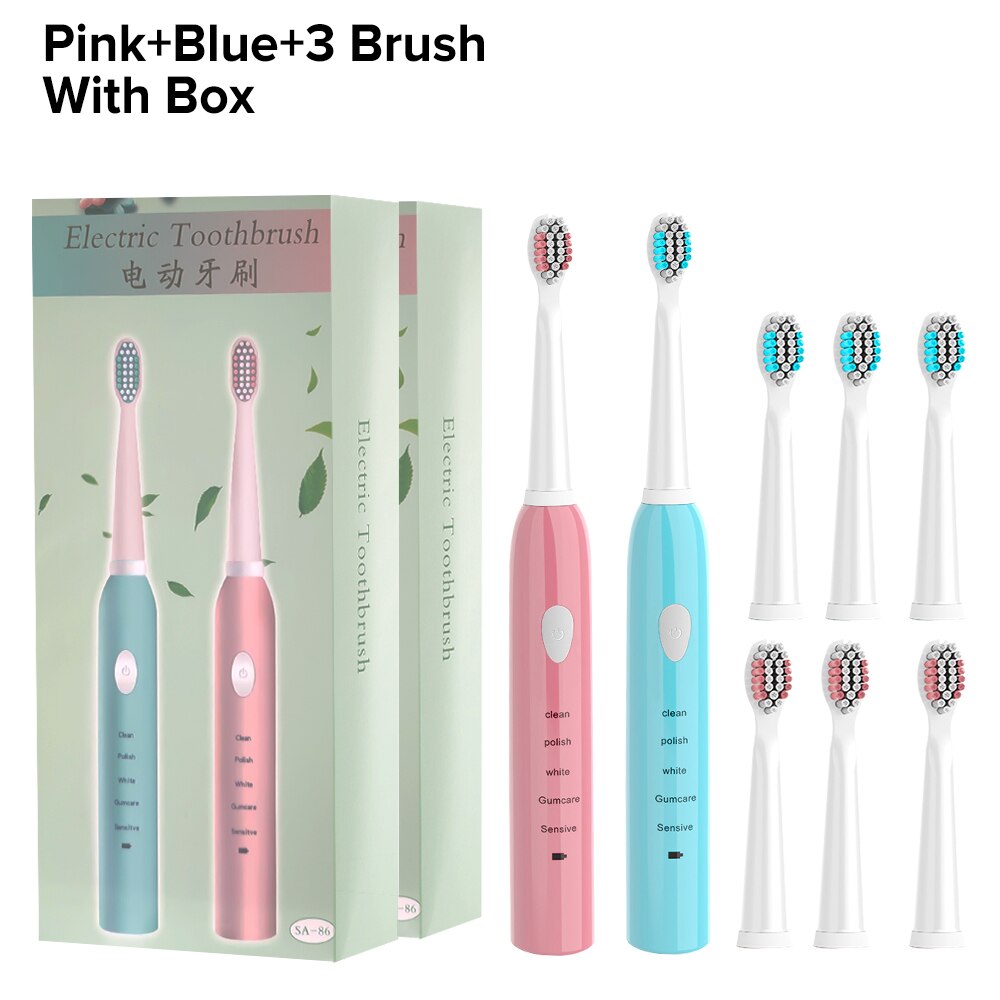Sonic Electric Toothbrush USB Rechargeable Tooth Brush Electric Five Modes IPX7 Waterproof Adult Sonic Brush Teeth Automatic: PK BU Add 3 Brush