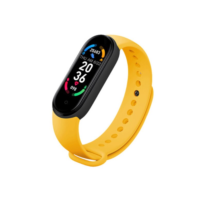 Bracelet connecté M6, moniteur d'activité physique avec écran Bluetooth, moniteur de fréquence cardiaque et de sang, étanche, pour Android et IOS: yellow
