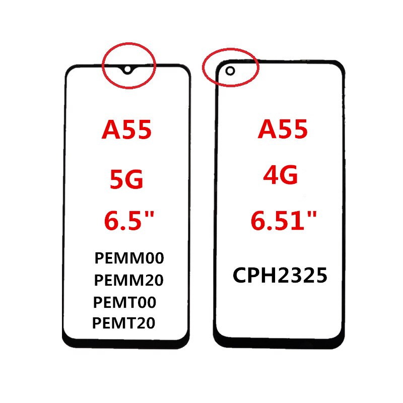 Front Screen For OPPO A31 A32 A33 A51 A51S A52 A53 A53S A54 A55 4G 5G Touch Panel LCD Display Out Glass Replace Part + OCA