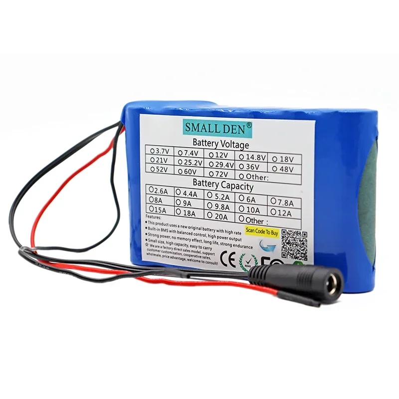 12V 6ah 18650 lithium battery pack 3S2P 6000mAh high current high-power battery, suitable for rechargeable batteries 10A BMS120W