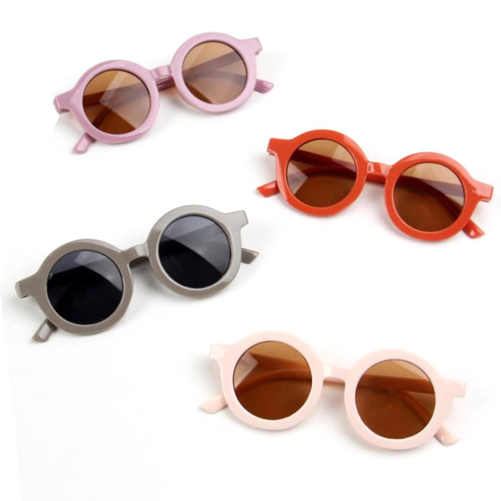 Kinderen Jongen Meisje Zonnebril Zuigeling Retro Leisure Uv400 Bescherming Eyewear Ultraviolet-Proof Ronde Bril Lenzenvloeistof Voor Kids