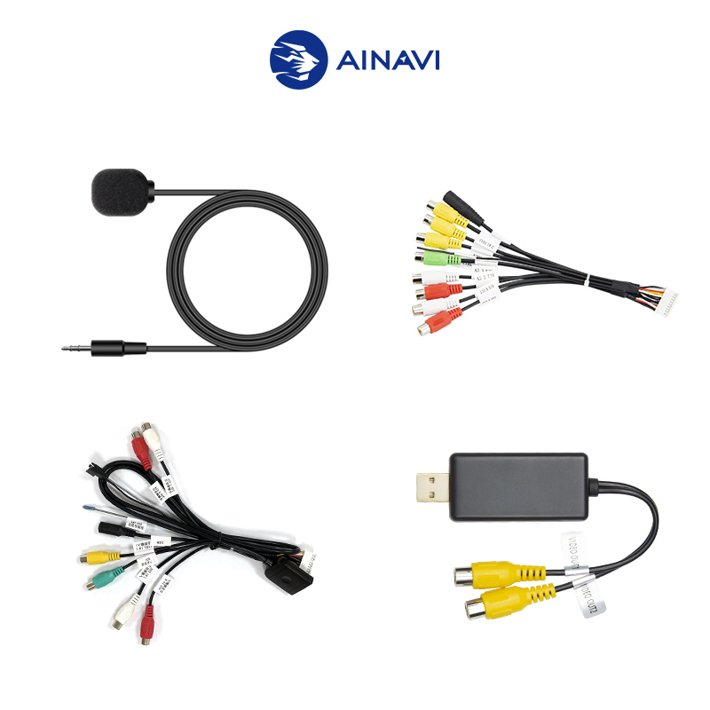 Ainavi Externes Mikrofon für Android Autoradio MIC RCA Video In Out Lüfter Multimedia USB Kabel