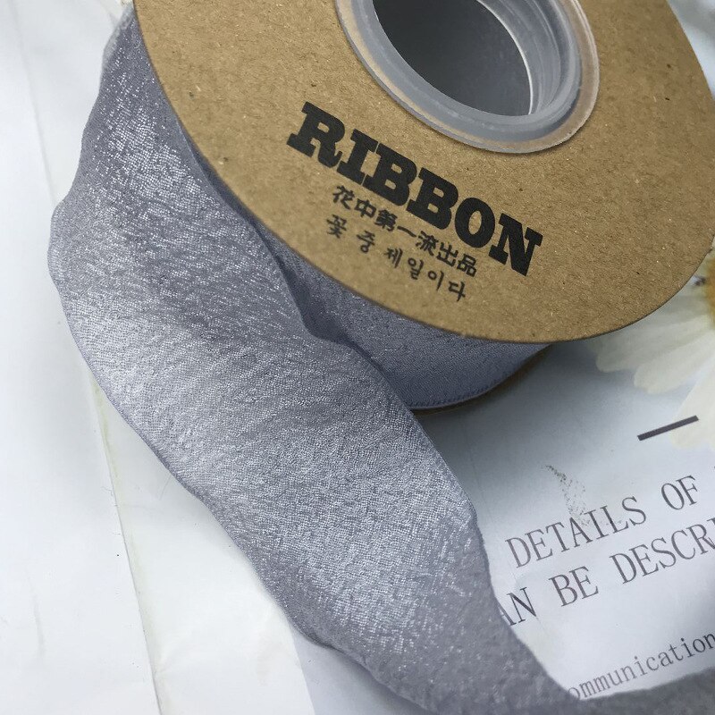 Cinta de gasa arrugada de 25 yardas y 40mm, Material para tocados Diy, para Tartas, flores estilo Bandage, accesorios de decoración de ropa: light gray