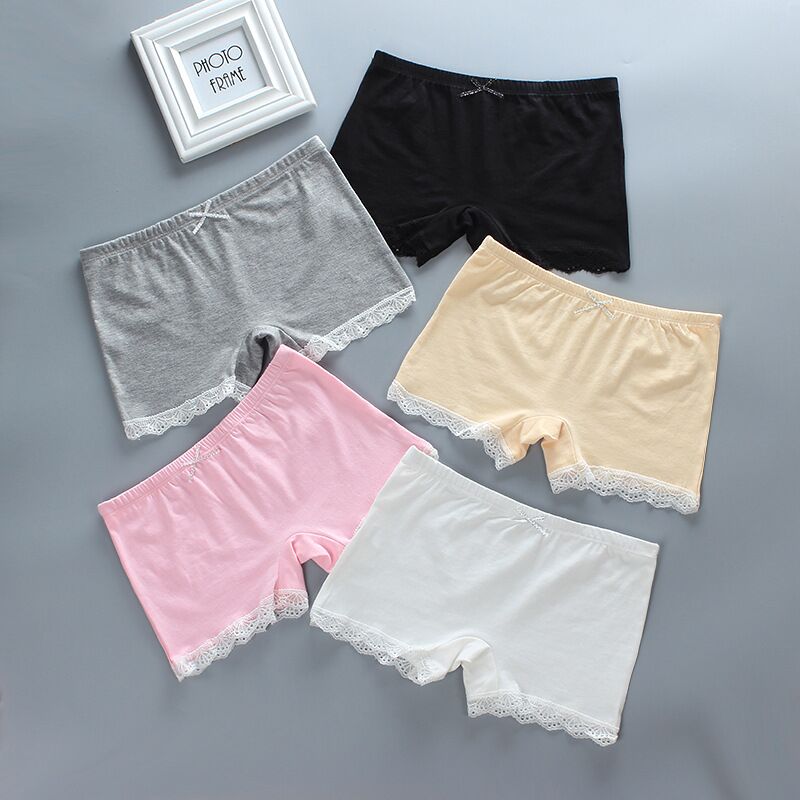 5 pz/lotto ragazze estate pizzo intimo pantaloncini di sicurezza cotone traspirante pantaloni corti adolescente abbigliamento per bambini
