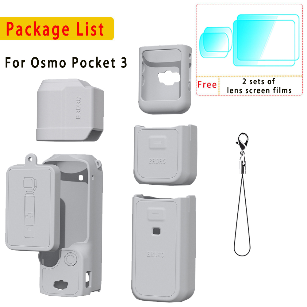 Silicone Cover for Dji Pocket 3 Protective Case Anti-Scratch Handle Soft Sleeve Skin Lens Cap, For Dji Osmo Pocket 3 Accessories: Dark Grey