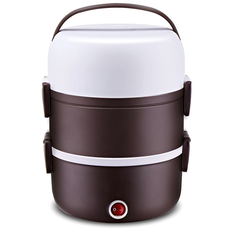 Mini Electric Rice Cooker Stainless Steel 2/3 Layers Steamer Portable Meal Thermal Heating Lunch Box Food Container Warmer 220V: Purple-3 Layer
