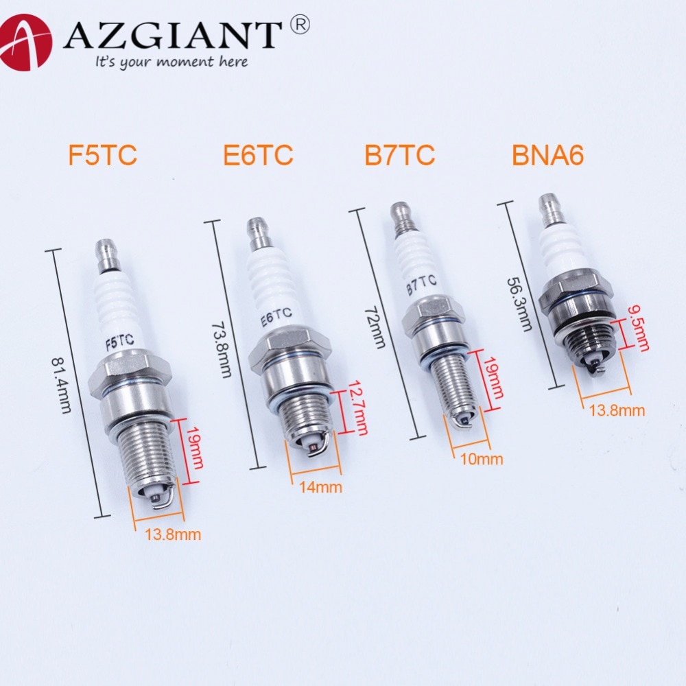 Vela de Ignição Do Carro AZGIANT B7TC/E6TC/F7TC (F5TC)/B8RTC L7T BM6A M7 Two-stroke Motocicleta Faísca Pedra C7HSA A7TC D8TC
