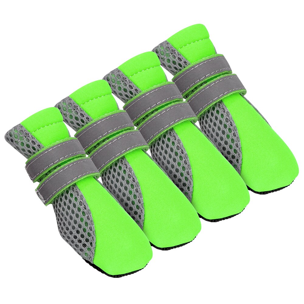 Chaussures pour petits chiens Chihuahua Yorkshire | 4 pièces, chaussures pour chiots, bottes réfléchissants et antidérapantes, chaussettes pour animaux domestiques: Vert clair / L