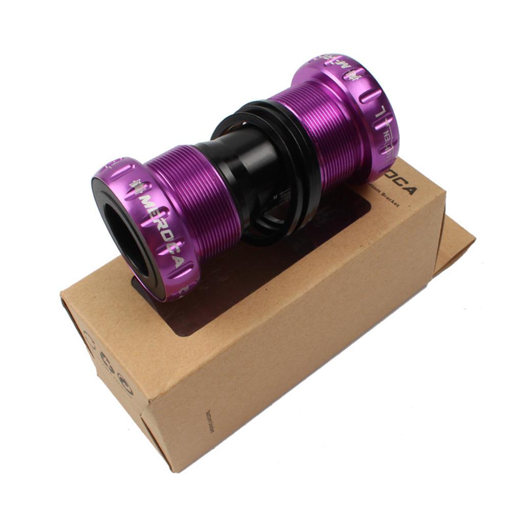 Mountain Bike Colorful Bottom Bracket Axle Integrated Hollow BB Bicycle Threaded Screw-in Center Axle Bicycle Parts: purple