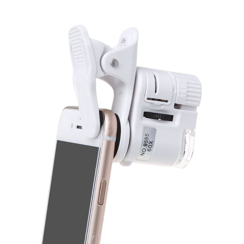 60X Microscope LED Magnifier Jewelry Loupe Lens Zoom Mobile Phone Camera Clip