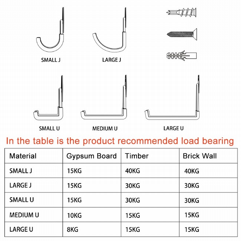 5 Hooks Wall Mounted Storage Racks Orange Warehouse Hook And Screw Installation Heavy Duty for Organizing Power Tools Holder