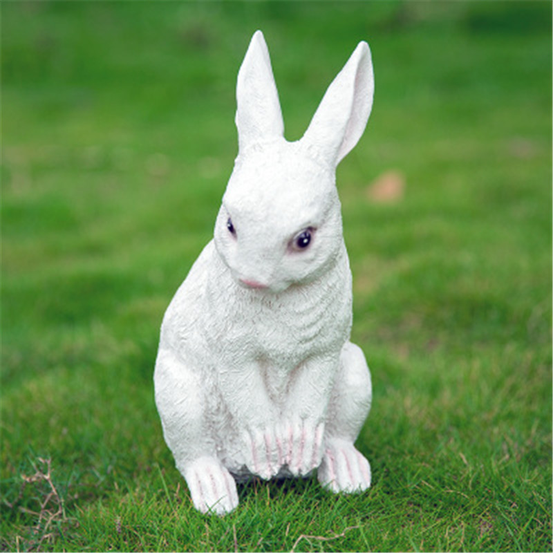 Large Resin Bunny Rabbit Figurines Garden Ornament Outdoor Art Yard Garden Animal Figurines Rabbits Decoration