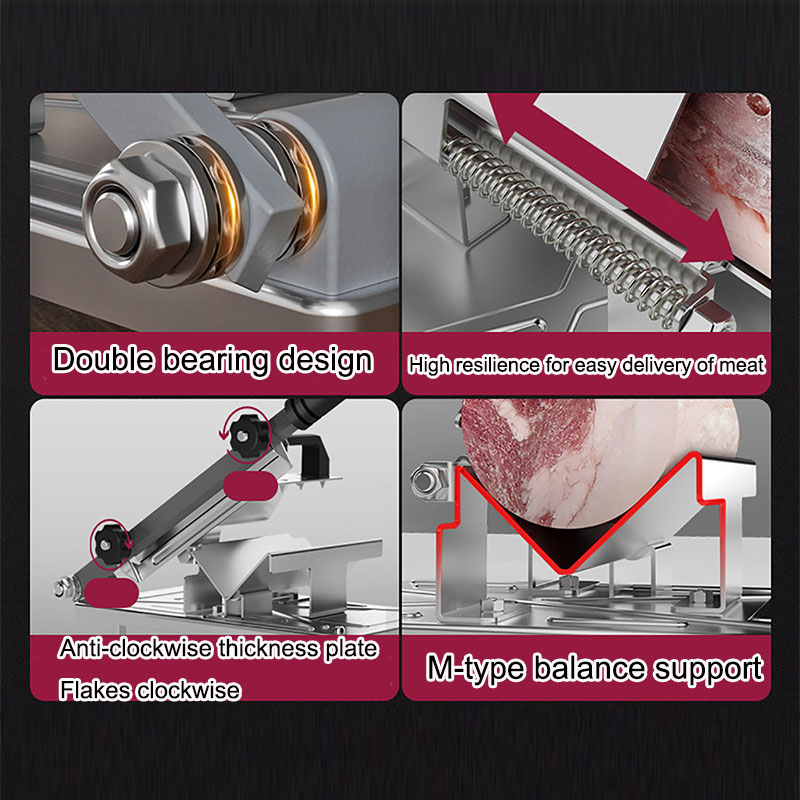 Household Kitchen Manual Stainless Steel Food Cutter Slicing Machine Automatic Meat Nonslip Handle Easily Cut Meat