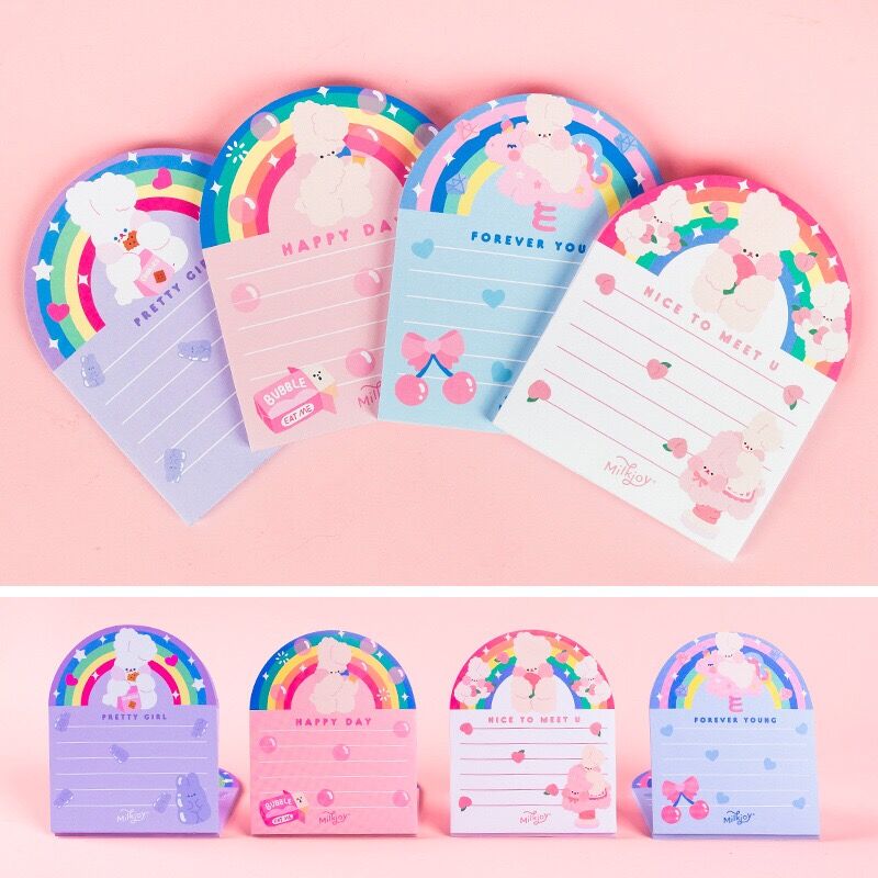 50 Pcs Pagina Memo Pad Rainbow Bloem Home Office Sticky Note Meisjes School Student Note Briefpapier Post-It note Card Case