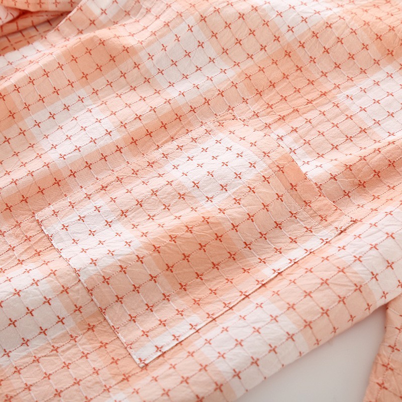 Albornoz para parejas de estilo fino de primavera y verano, batas tipo kimono con a cuadros, albornoces de algodón Jacquard tejidos de Color