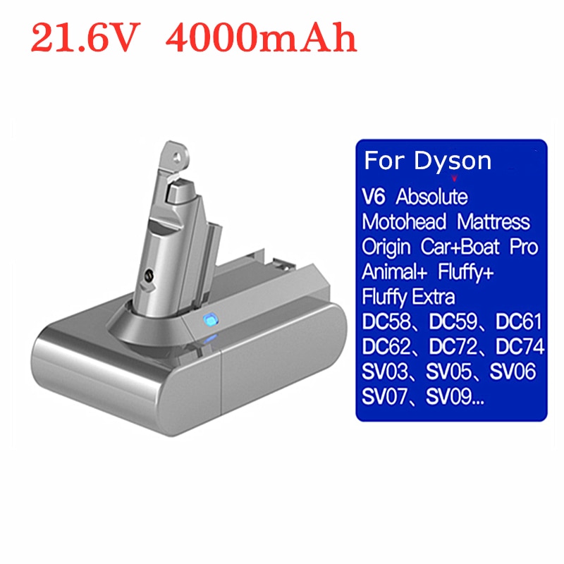 21.6V 4000Mah Oplaadbare Batterij Voor Dyson V6 V7 V8 V10 Batterij DC58 DC59 DC61 DC62 DC74 SV09 SV07 SV04 Stofzuiger Batterij: V6