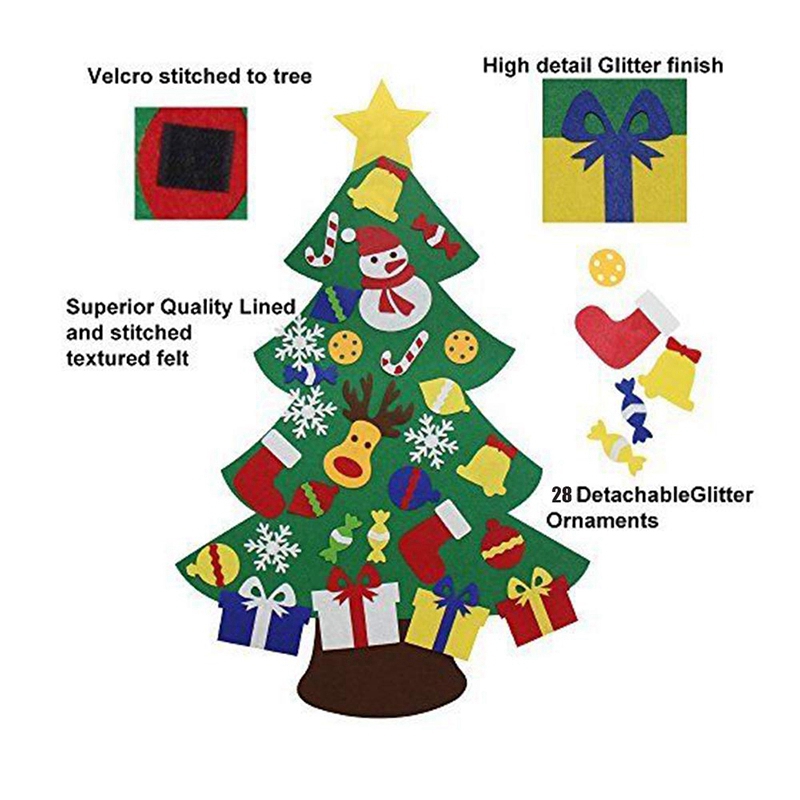 -Vilt Kerstboom Voor Kids 3.2Ft Diy Kerstboom Met Peuters 30 Pcs Ornamenten Voor Kinderen Xmas opknoping
