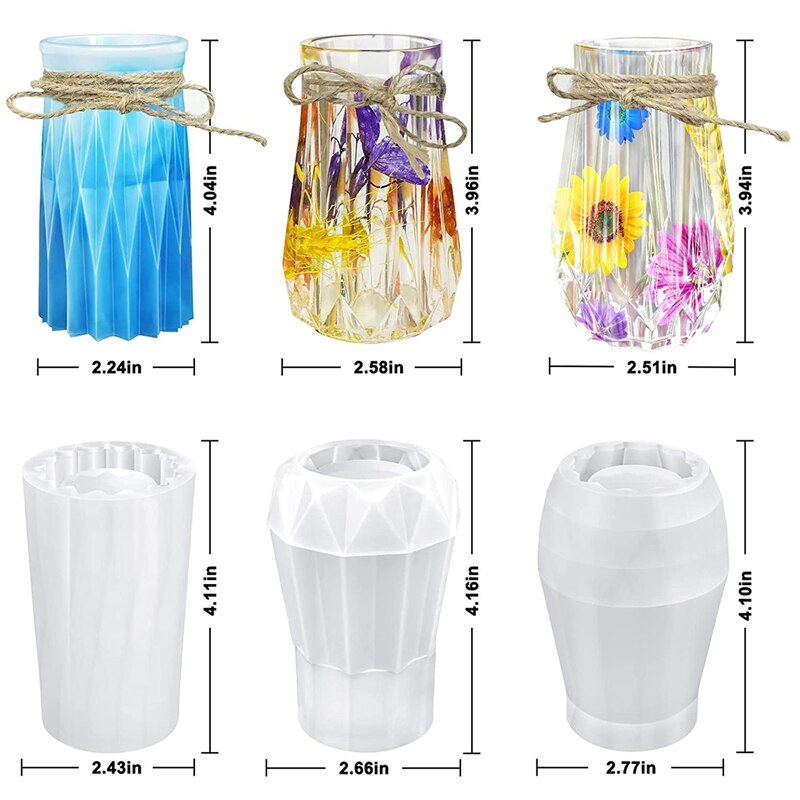 Moules en résine pour petits et grands vases, Kit de moules en Silicone avec ficelle, en époxy, pour Vase de fleurs