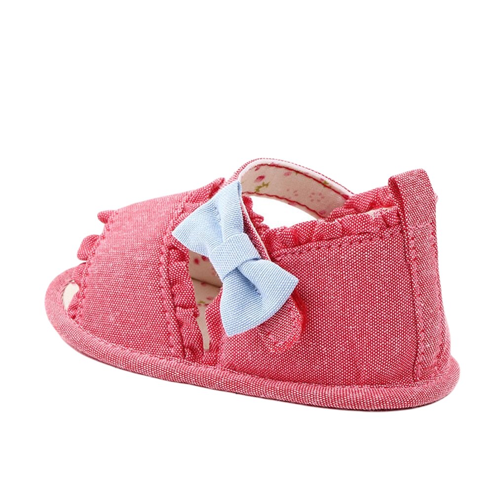 Newborn Baby Girls Crib Shoes, Cute Summer Bowknot Floral Sandals Soft Anti-Slip Sole Toddler First Walkers