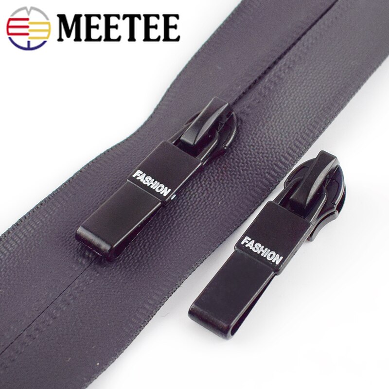 Meetee 10pcs 5# Anti-loading Zipper Sliders for Waterproof Reverse Installation for Invisible Bag Jacket Nylon Coil Zip Puller