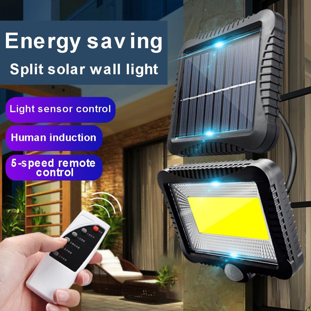 180LM 120LED COB 4 Modes Solar Motion Sensor Wall Light Remote Control Outdoor Waterproof Garden Courtyard Porch Driveway Lamp