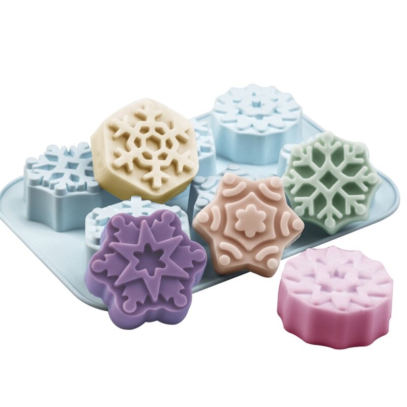 3D Snowflake Soap Mold Silicone Candle Mold Aroma Gypsum Plaster Resin Mould Cake Decoration Tool Handmade Candle Molds