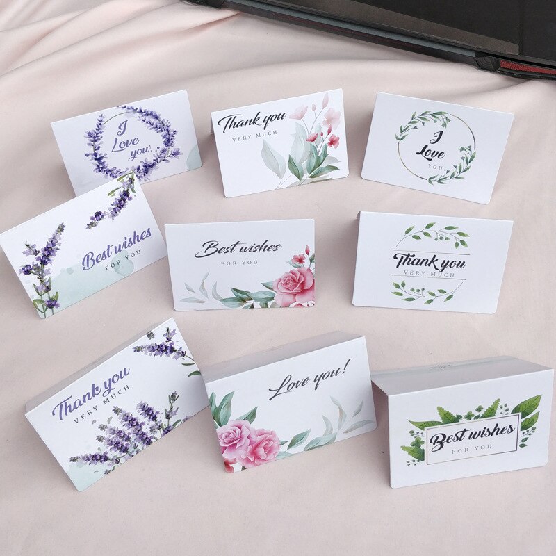 50/100 stk blomster plante foldetype lykønskningskort takkekort bryllup fødselsdagsfest invitationer blomsterbutik tomme kort