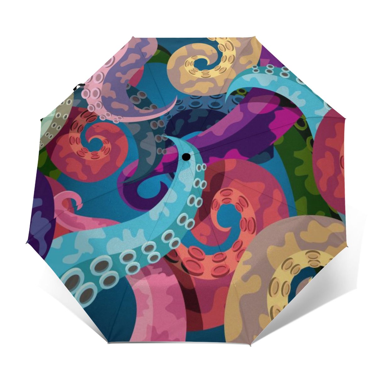 Résistant au vent pliant automatique parapluie femmes Auto poulpe tentacules coloré coupe-vent parapluies pluie pour hommes Parasol: Outer Print