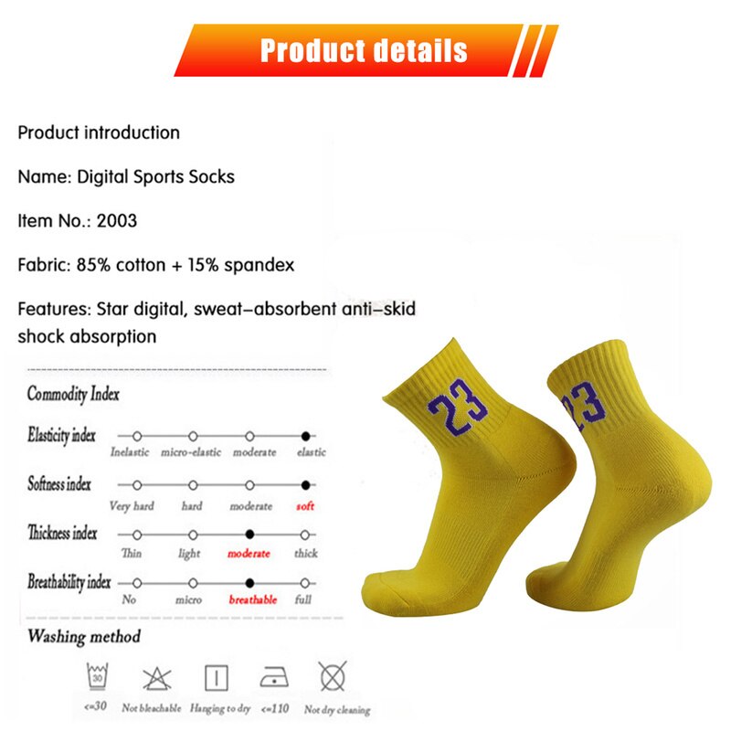 UGUPGRADE Super Star Basketball Long Socks Elite Thick Sports Socks Non-slip Durable Skateboard Towel Bottom Socks Stocking