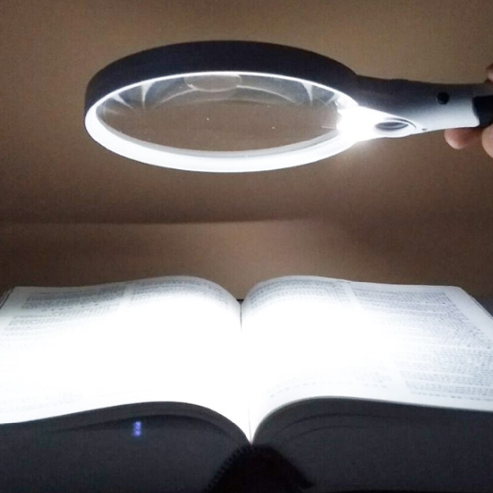 Handheld Magnifying Glass Decorative Glass Mirror for Home Desk Decoration Needs 3 AAA Batteries