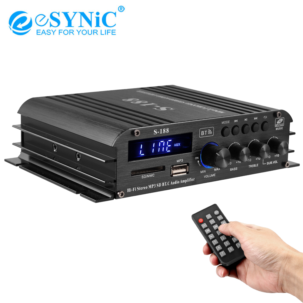 ESYNiCS-188 Mini Audio Eindversterker 2.1-Kanaals 90W Bass &amp; Treble Controle Bluetooth-Compatibel 5.0 Ontvanger Speaker geluid Amp