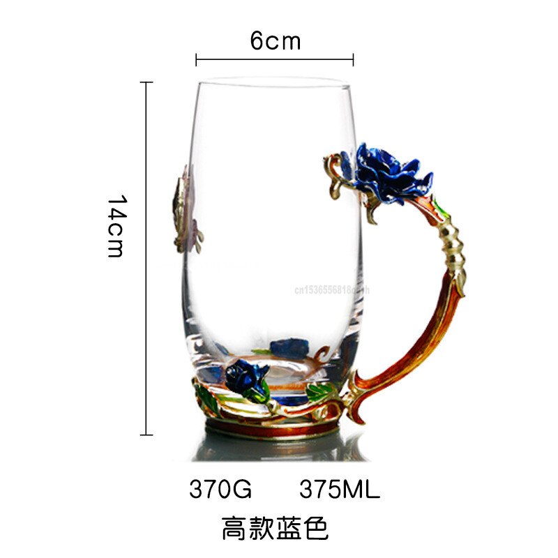 enamel water cup bubble flower tea rose tea cup crystal heat resistant casual Cup: High Blue